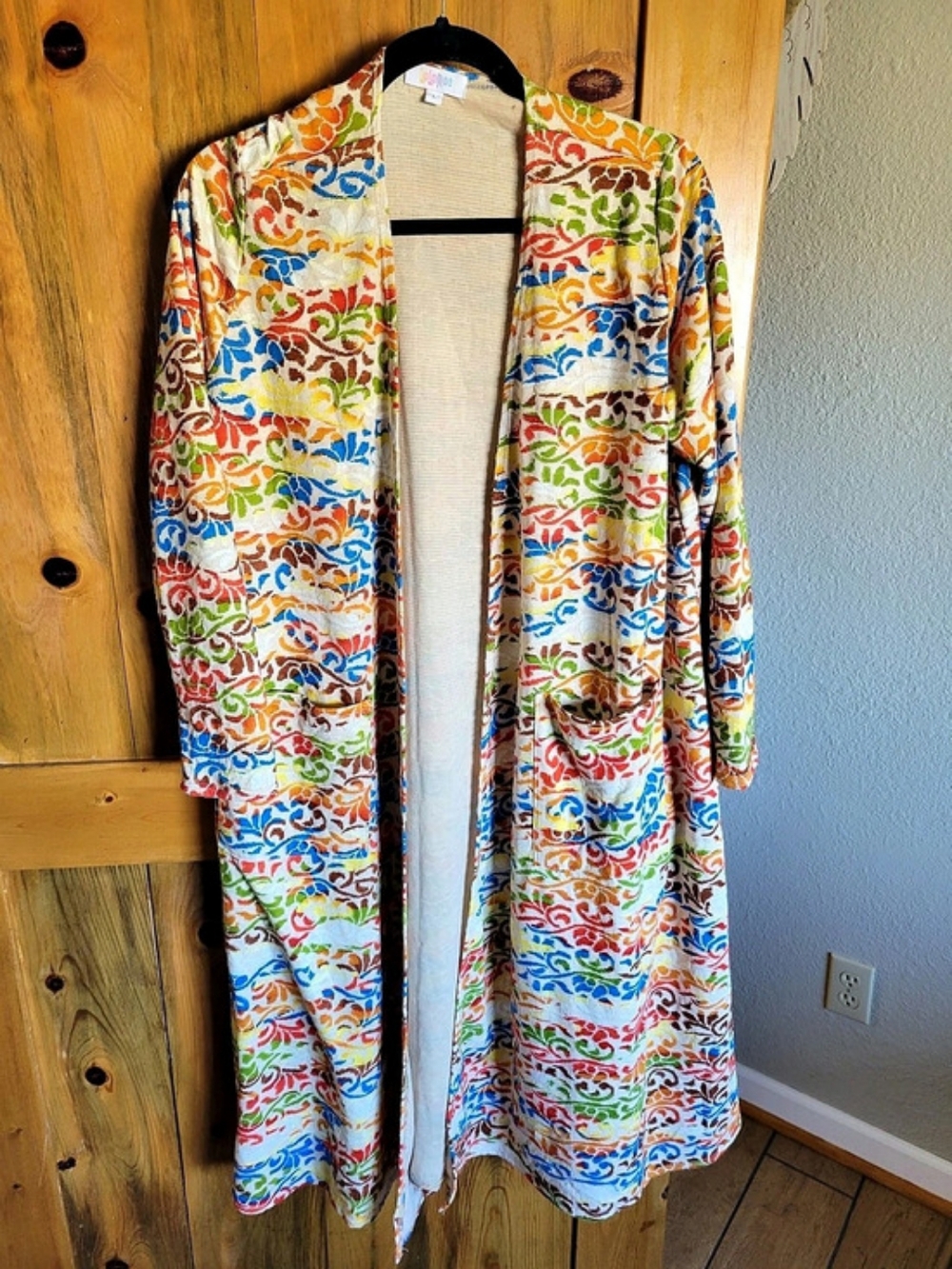 Lularoe Sarah Cardigan Abstract Multicolor & White Large